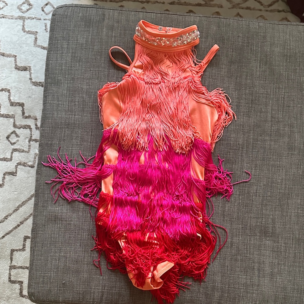 Weissman Coral Fringe Bodysuit